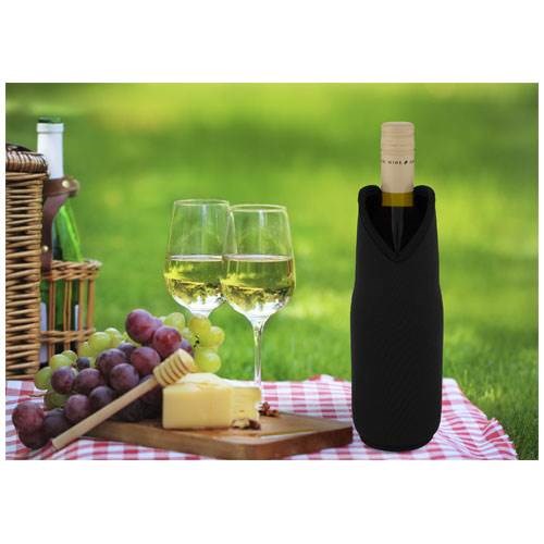 Obrázky: Chladiaci obal na víno z recykl. neoprénu čierny, Obrázok 7