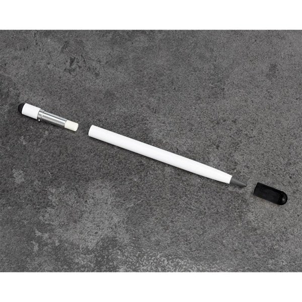 Obrázky: Dlhoveká ceruzka bez tuhy s guma a stylus, biela, Obrázok 4