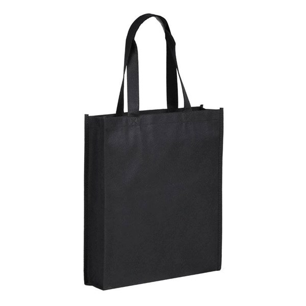 Obrázky: Čierna nákupná taška z netkanej textílie, dlhé uši, Obrázok 1