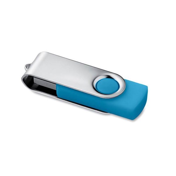 Obrázky: Strieborno-tyrkysový USB flash disk 16GB, Obrázok 1