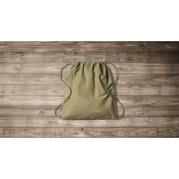 Obrázky: Sťahovací ruksak z bio bavlny, zelený, Obrázok 3
