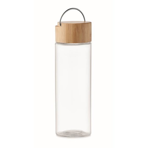 Obrázky: Transparentná sklenená fľaša s bambusovým viečkom