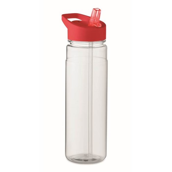 Obrázky: Fľaša RPET 650ml so slamkou, červené viečko