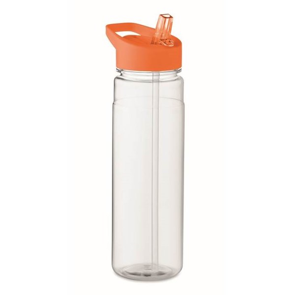 Obrázky: Fľaša RPET 650ml so slamkou, oranžové viečko