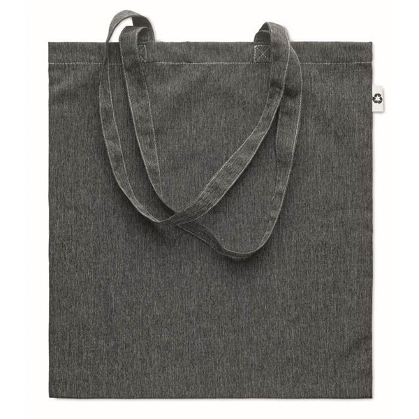 Obrázky: Čierne melír. nákupná taška s dlhými ušami,140g/m2