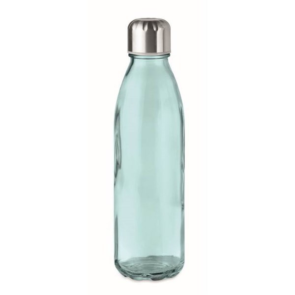 Obrázky: Sklenená fľaša na pitie 650 ml, sv. modrá, Obrázok 1