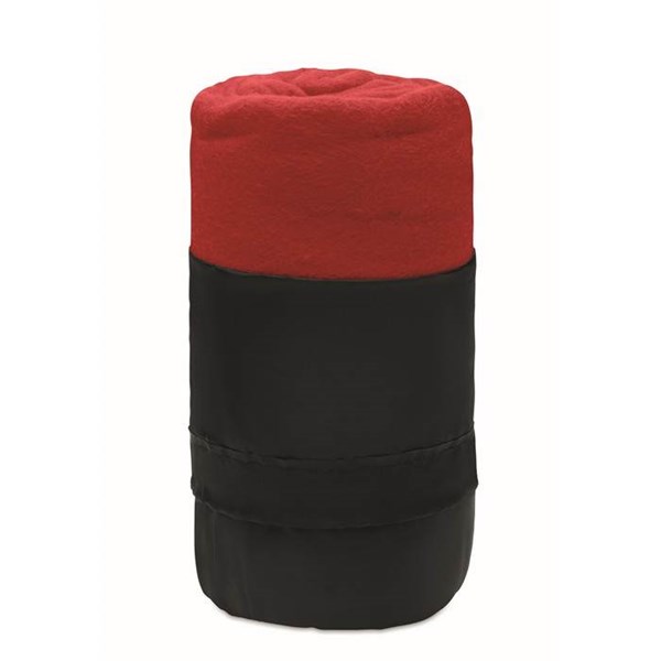 Obrázky: Flísová cestovná deka z RPET s obalom, červená, Obrázok 1