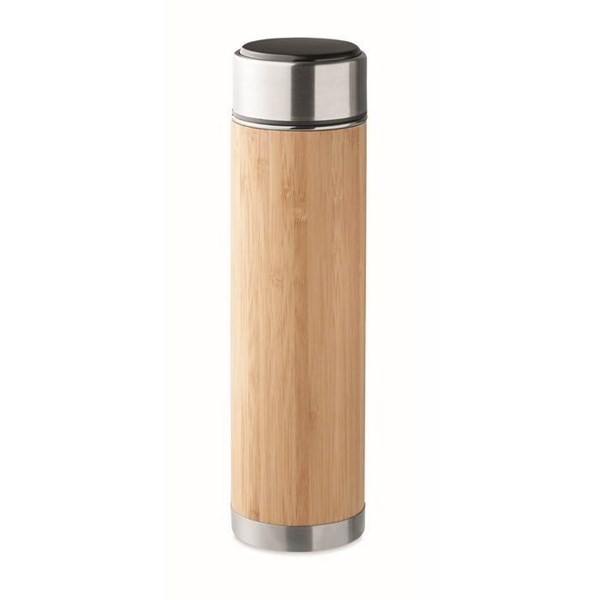 Obrázky: Nerezová termoska z bambusu, 480 ml, strieborná, Obrázok 6