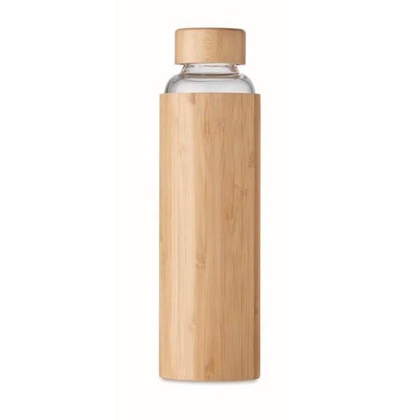 Obrázky: Sklenená fľaša s bambusovým krytom, 600ml, hnedá, Obrázok 11