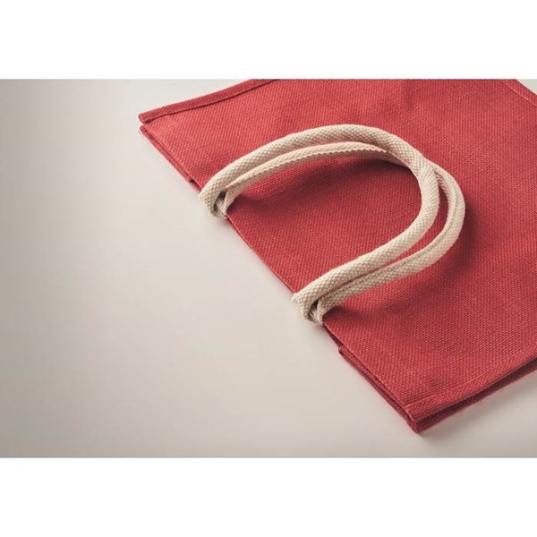 Obrázky: Červená jutová taška s krátkymi bavlnenými ušami, Obrázok 4