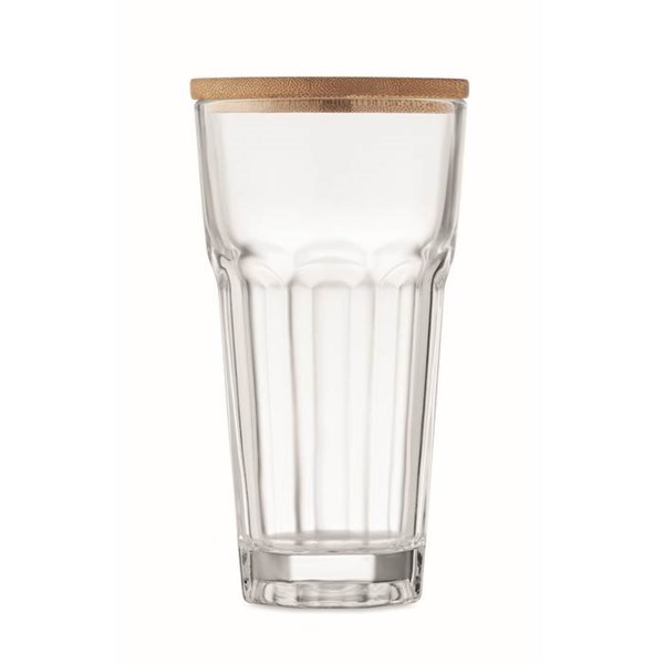 Obrázky: Transparentný pohár s viečkom/pošálkou, bambus, Obrázok 8