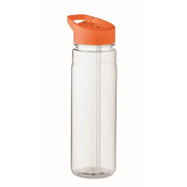 Obrázky: Fľaša RPET 650ml so slamkou, oranžové viečko, Obrázok 2