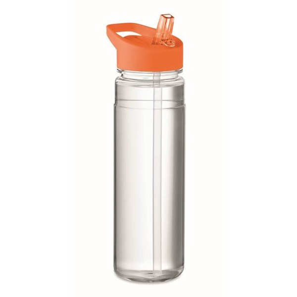 Obrázky: Fľaša RPET 650ml so slamkou, oranžové viečko, Obrázok 8