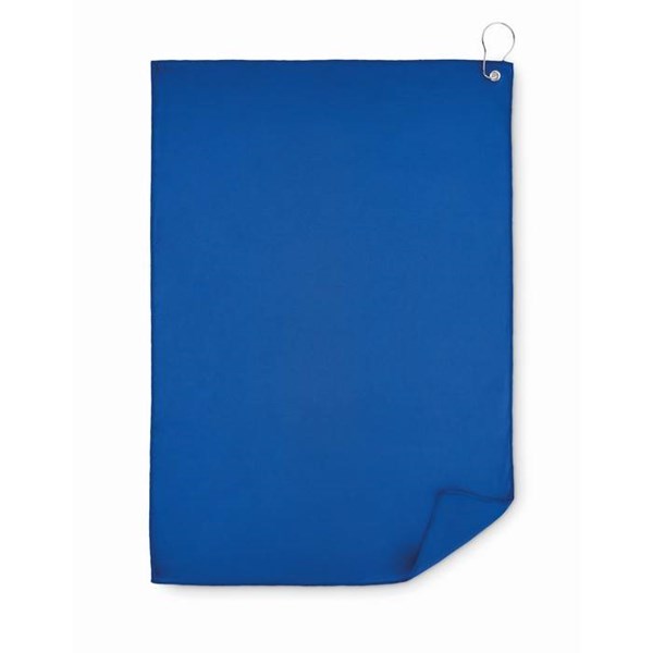 Obrázky: Modrý golfový RPET uterák s háčikom, Obrázok 4