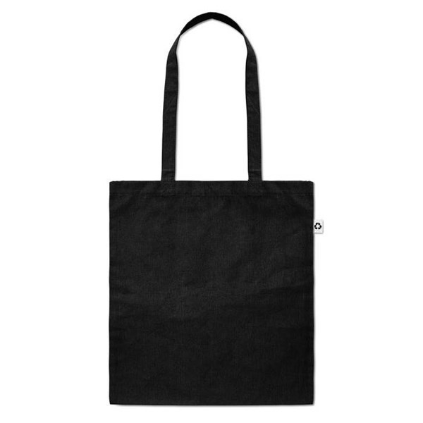Obrázky: Čierne melír. nákupná taška s dlhými ušami,140g/m2, Obrázok 2