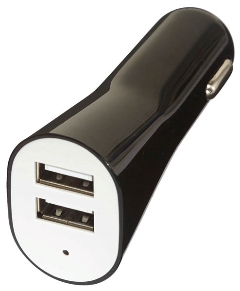Obrázky: Čierna plastová duálna USB nabíjačka do auta