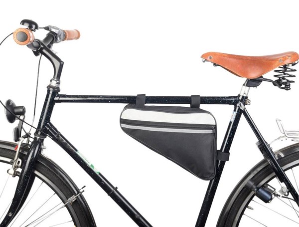 Obrázky: Čierna polyest.taška na rám bicykla, reflexný pruh, Obrázok 3
