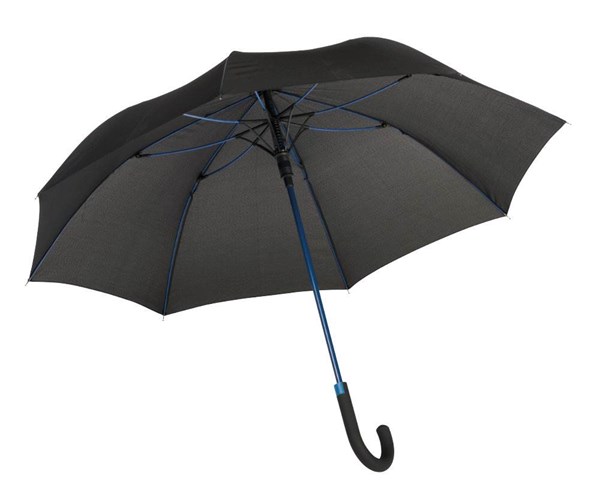 Obrázky: Čierny automatický dáždnik, modré rebrá a tyč