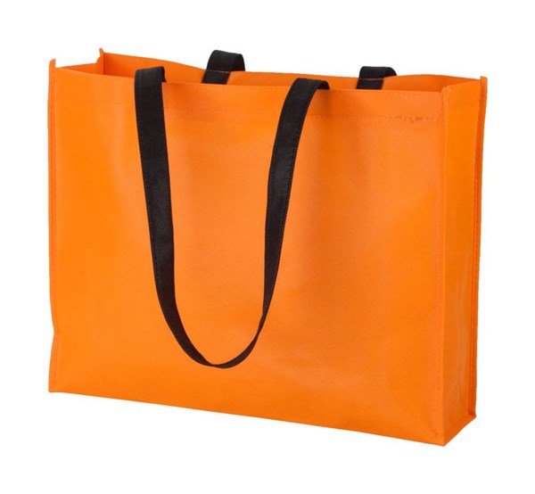 Obrázky: Oranžová nákup. taška netkaná textília, čierne uši, Obrázok 1