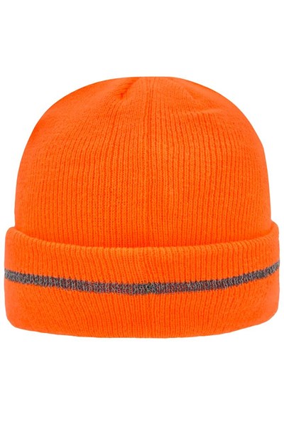 Obrázky: Oranžová zimná čiapka s reflexným pásom, Obrázok 1