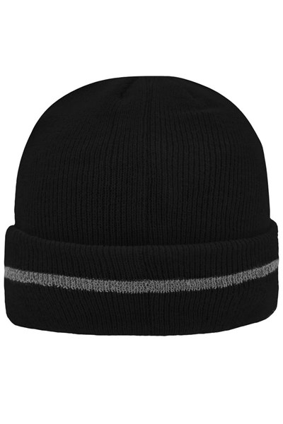 Obrázky: Čierna zimná čiapka s reflexným pásom