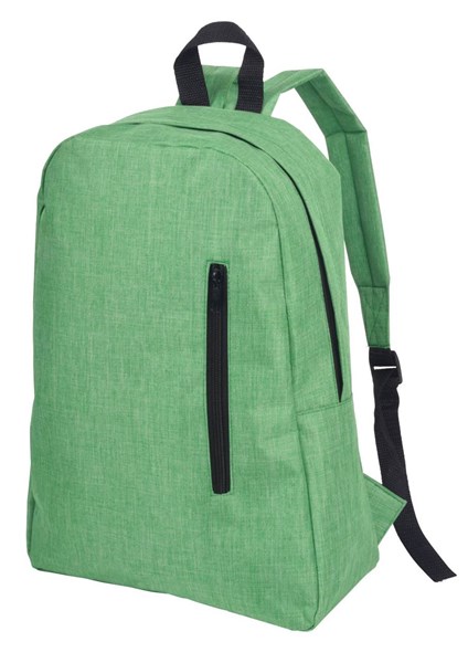 Obrázky: Jednoduchý ruksak z PES 300D s vreckom, zelený, Obrázok 1