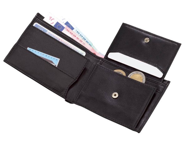 Obrázky: Čierna pánska kožená peňaženka, Obrázok 1