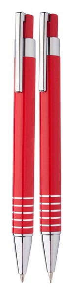 Obrázky: Červená sada pera amech.ceruzky 0,7mm, kovový box, Obrázok 3