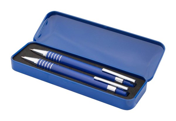 Obrázky: Modrá sada pera amech.ceruzky 0,7mm v kovovom boxe, Obrázok 1