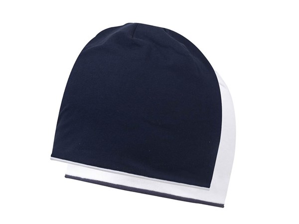 Obrázky: Modro/biela obojstranná bavln. dvojvrstvová čiapka, Obrázok 1