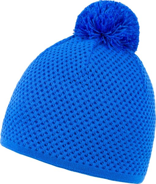 Obrázky: Akrylová pletená zimná modrá čiapka s brmbolcom, Obrázok 1