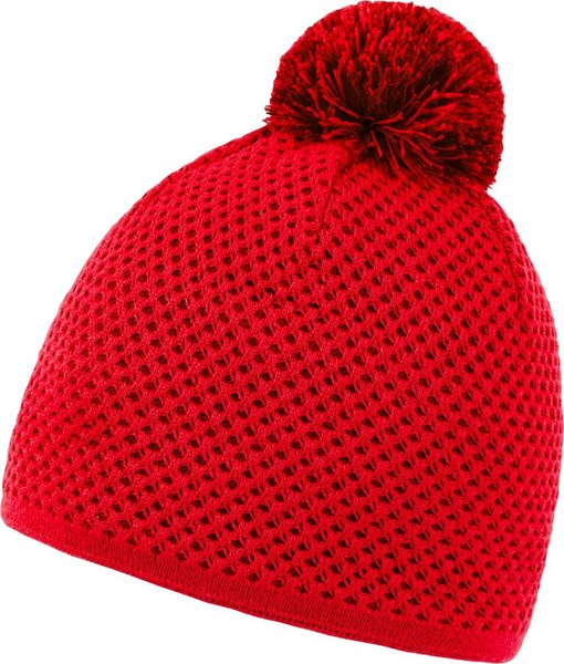 Obrázky: Akrylová pletená zimná červená čiapka s brmbolcom