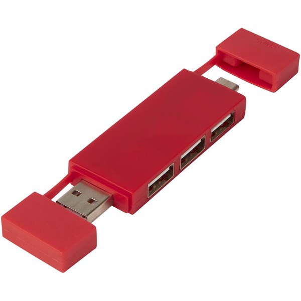 Obrázky: Duálny rozbočovač USB 2.0 červená, Obrázok 1