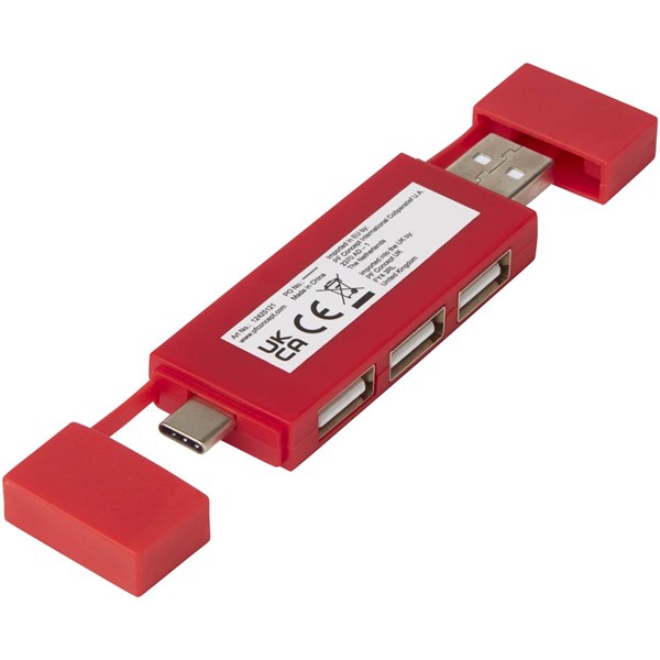 Obrázky: Duálny rozbočovač USB 2.0 červená, Obrázok 2