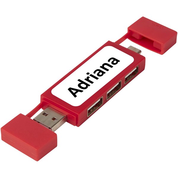 Obrázky: Duálny rozbočovač USB 2.0 červená, Obrázok 3
