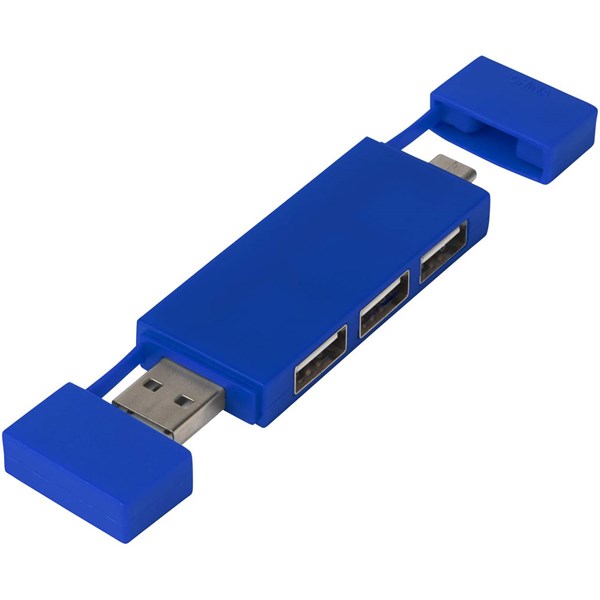 Obrázky: Duálny rozbočovač USB 2.0 modrá, Obrázok 1
