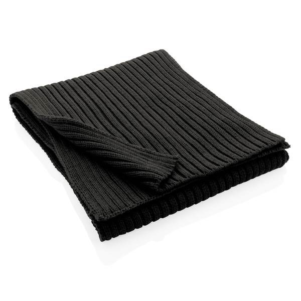 Obrázky: Čierny pletený šál 180x25cm z Polylana® AWARE, Obrázok 4