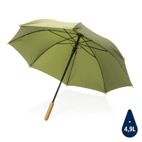 Obrázky: Zelený rPET automatický dáždnik, madlo bambus, Obrázok 1