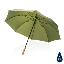 Obrázky: Automatický dáždnik rPET, madlo bambus, zelený