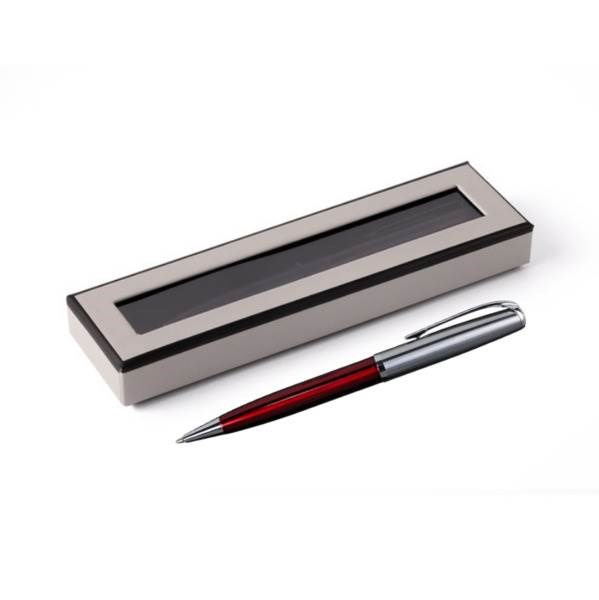 Obrázky: Vínovo/strieborné kovové guličkové pero v krabičke, Obrázok 1