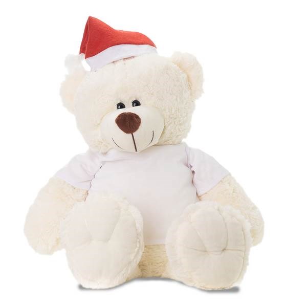 Obrázky: Veľký vianočný plyšový medveď s čiapkou, prírodná