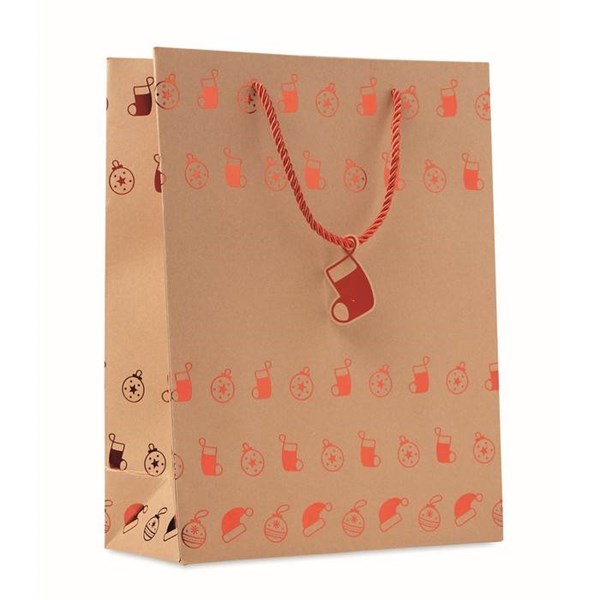Obrázky: Vianočná papierová taška 25x11x32cm,červený motív, Obrázok 1