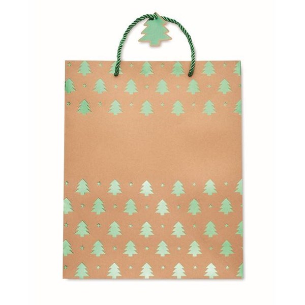 Obrázky: Vianočná papierová taška 25x11x32 cm, zelený motív, Obrázok 3
