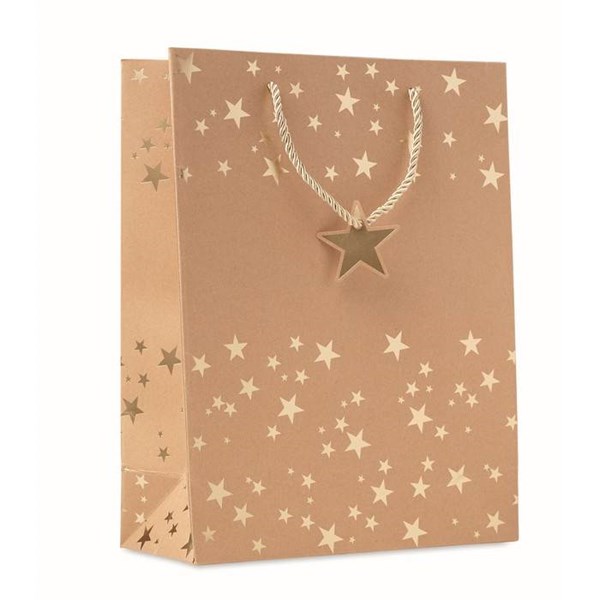 Obrázky: Vianočná papierová taška 25x11x32 cm, zlatý motív, Obrázok 1