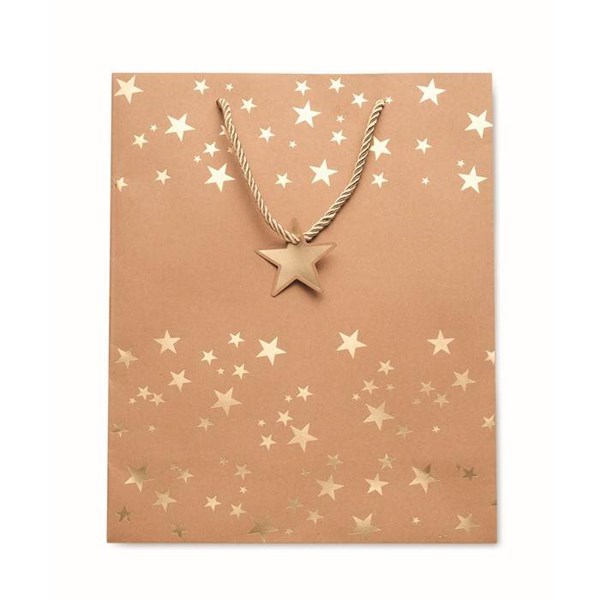 Obrázky: Vianočná papierová taška 25x11x32 cm, zlatý motív, Obrázok 2