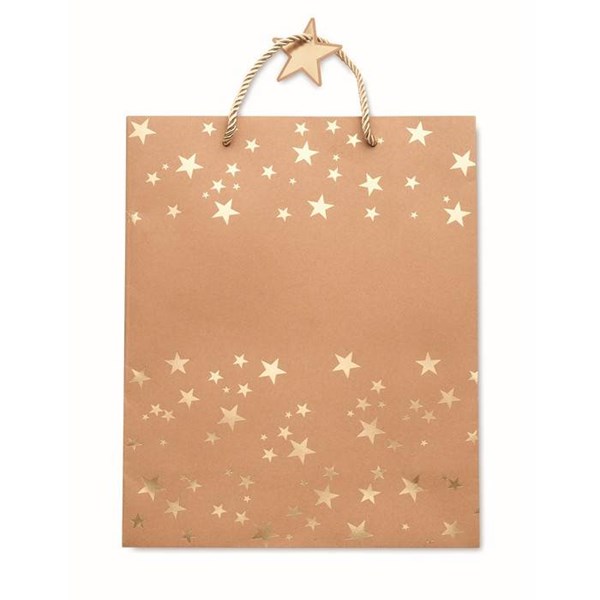 Obrázky: Vianočná papierová taška 25x11x32 cm, zlatý motív, Obrázok 3