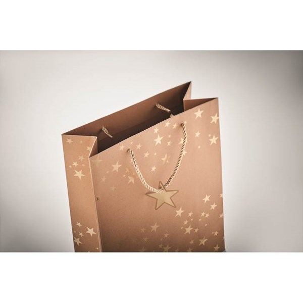 Obrázky: Vianočná papierová taška 25x11x32 cm, zlatý motív, Obrázok 4