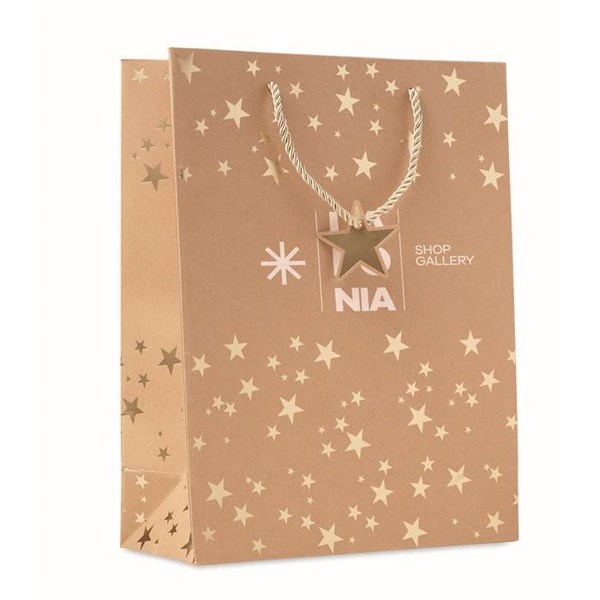 Obrázky: Vianočná papierová taška 25x11x32 cm, zlatý motív, Obrázok 8