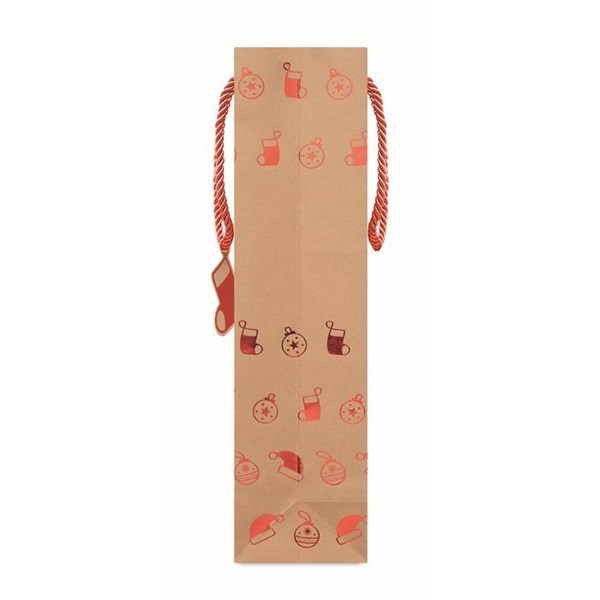 Obrázky: Vianočná taška na víno 9x12x35 cm, červený motív, Obrázok 7