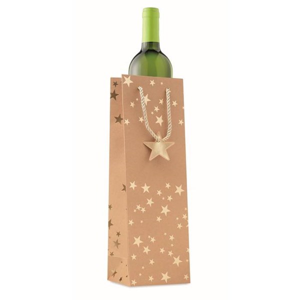 Obrázky: Vianočná taška na víno 9x12x35 cm, zlatý motív, Obrázok 7